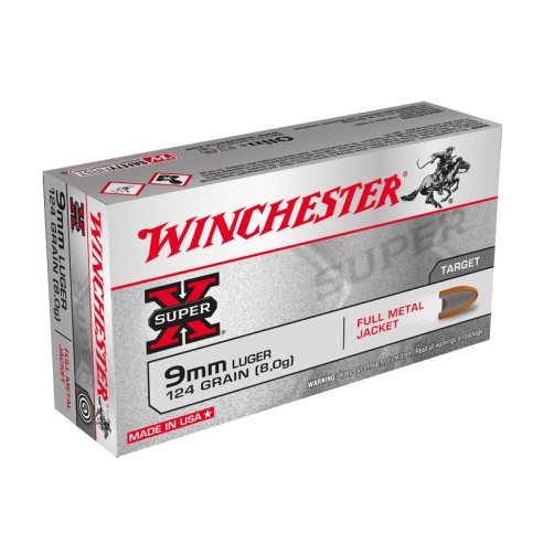 Cartouches Winchester 9X19 FMJ 124gr x50