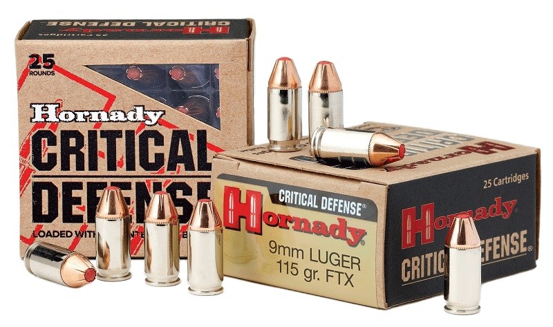 Cartouches Hornady 9X19 115gr FTX Critical Defense x25