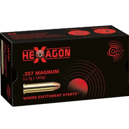 Cartouches Geco 357mag Hexagon 180gr - 11,7g