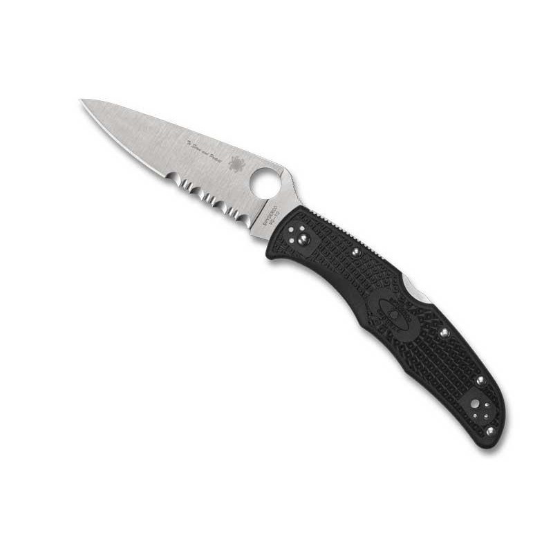 Couteau Spyderco Endura Thin Bleu line noir semi cranté