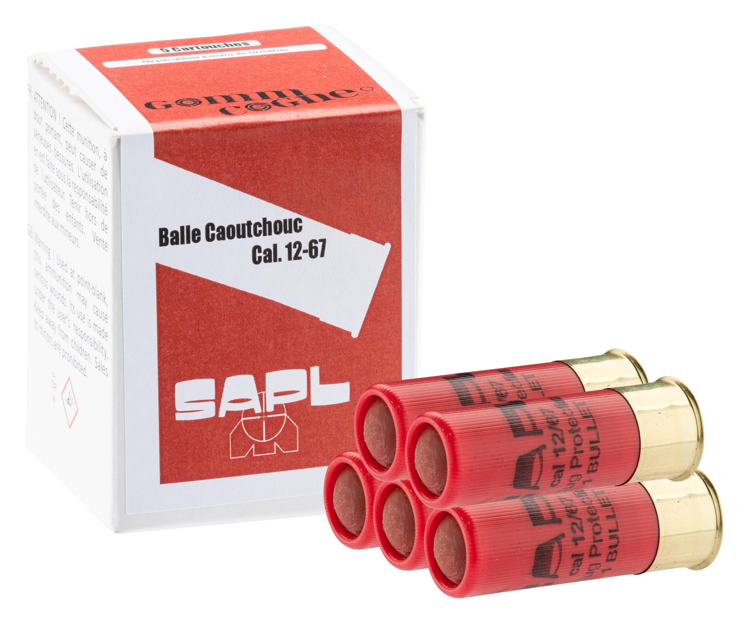 Balle Gomm-cogne caoutchouc cal 12/67