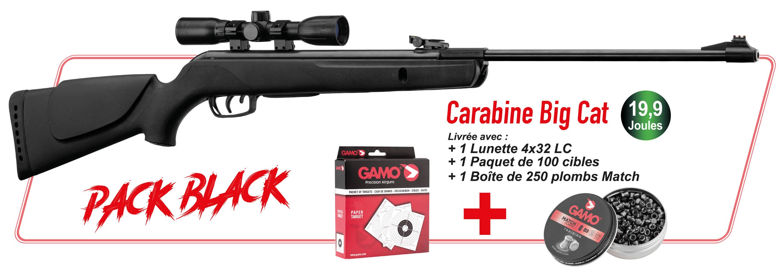 GAMO - Pack black 19.9J + accessoires