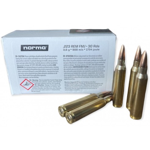 Cartouches Norma 223rem Tactical FMJ 3.56g x30