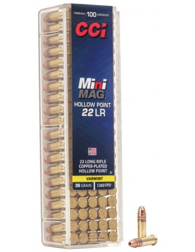 CCI - Cartouches MINI MAG 22LR Cuivrée HP 36g x100
