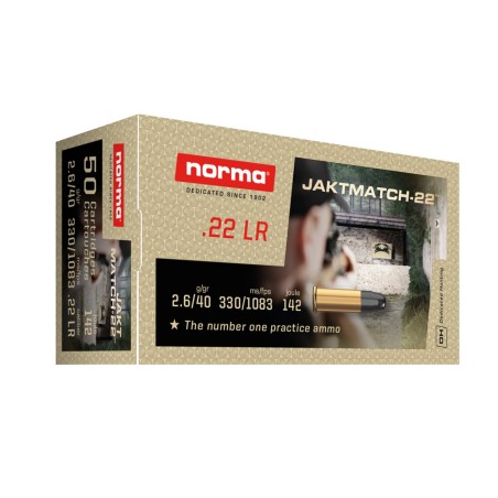 Cartouches Norma 22LR 2.6/40gr Jackmatch LRN