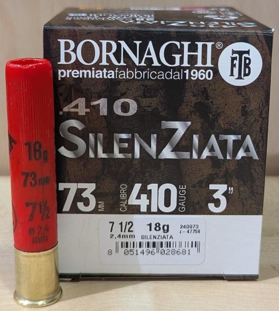 Cartouche Bornaghi Silenziata cal 410/73 18g n° 7,1/2