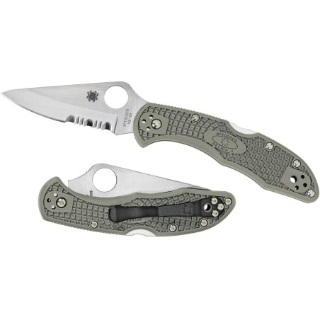 Couteaux SPYDERCO delica 4 gris semi dentée