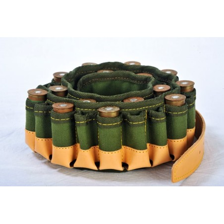 Cartouchière tissue et cuir cal 20 / 25 tubes