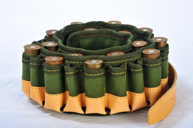 Cartouchière tissue et cuir cal 20 / 25 tubes