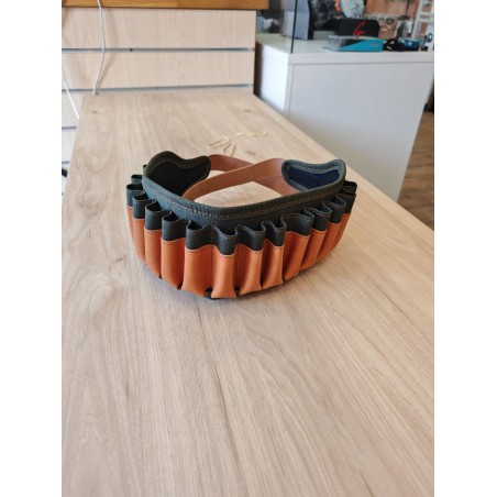 Cartouchière cal 12 Super Magnum Cuir 15 tubes