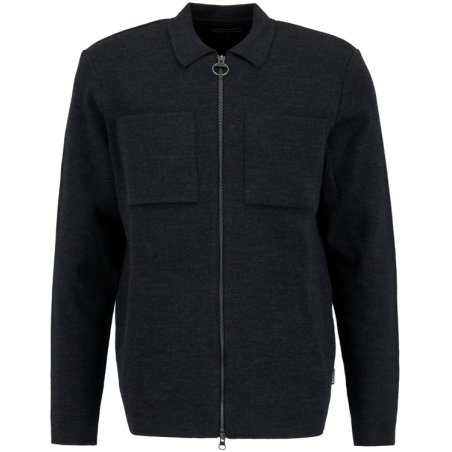 Barbour -  Pull Cardigan Zippe croscombe knitted gris charbonneuse