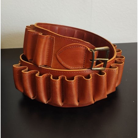 Cartouchiere cuir cognac cal 12/25