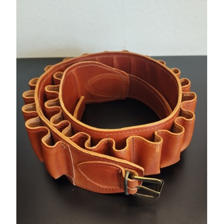 Cartouchiere cuir cognac cal 12/25