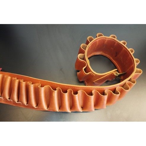 Cartouchiere cuir cognac cal 12/25