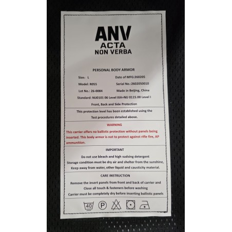ANV Gilet low profile anti-trauma modèle R055 - L